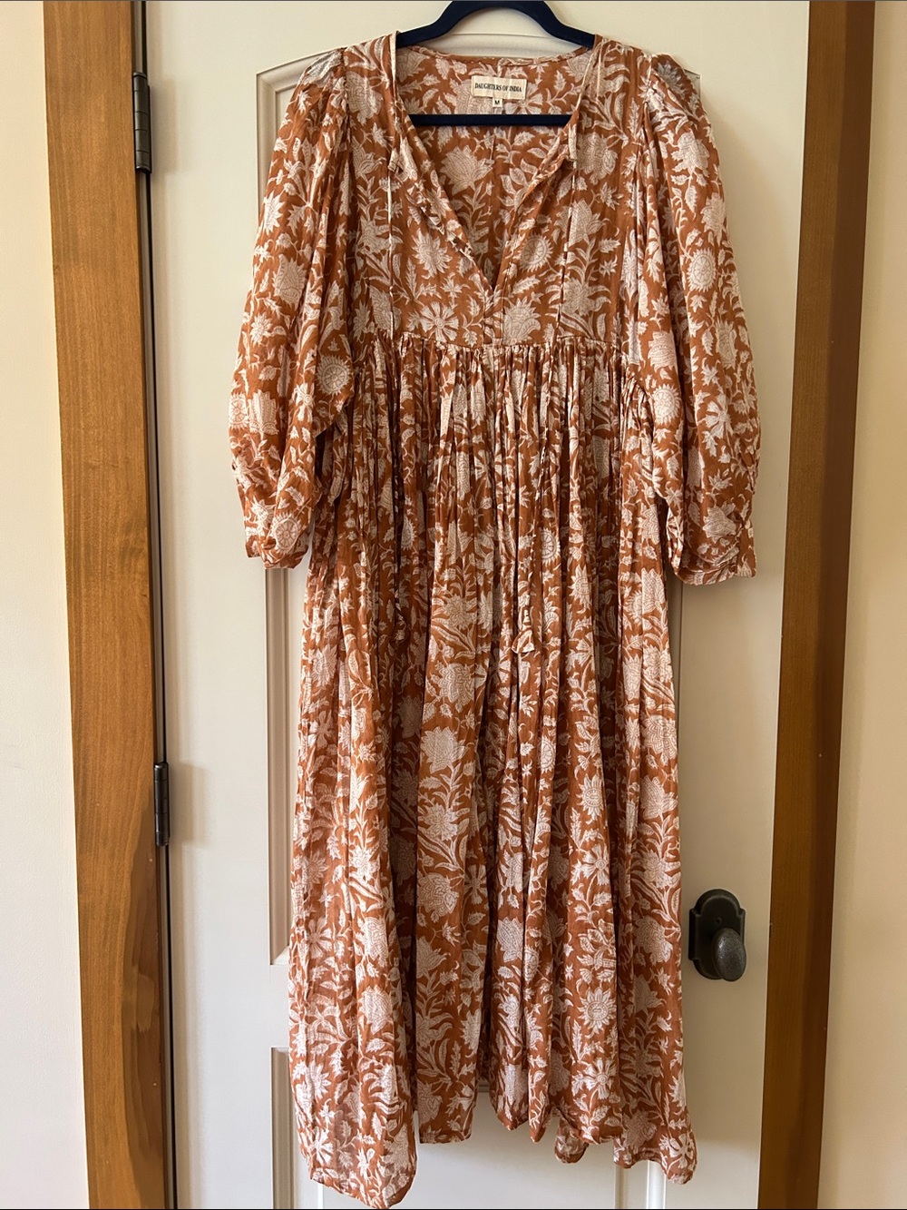 Daughters of India Signature KYRA Dress Rust and White Floral Maxi
